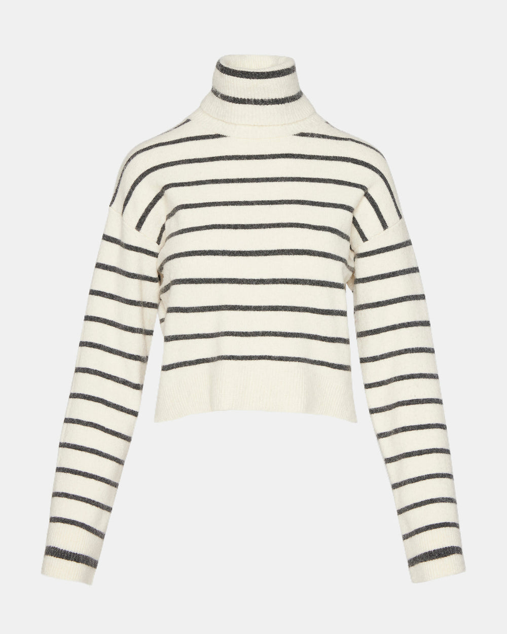 NARSHA Black/White Women's Turtleneck Stripe Sweater | Steve Madden on Sale
