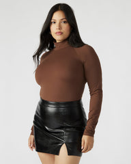 NELLE Bodysuit Brown | Women's Mock Neck Stretch Bodysuit | Steve Madden near me