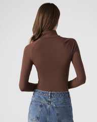 NELLE Bodysuit Brown | Women's Mock Neck Stretch Bodysuit | Steve Madden near me