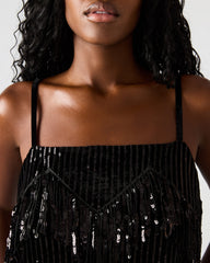 BLAKELYN Sequin Black Fringe Embellished Women's Top | Steve Madden discount