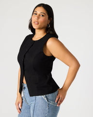 WESLEY Top Black Button-Up Vest Top | Steve Madden online