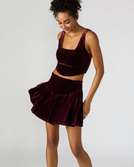 ARYANNA Wine Cropped Velvet Women's Top | Steve Madden US