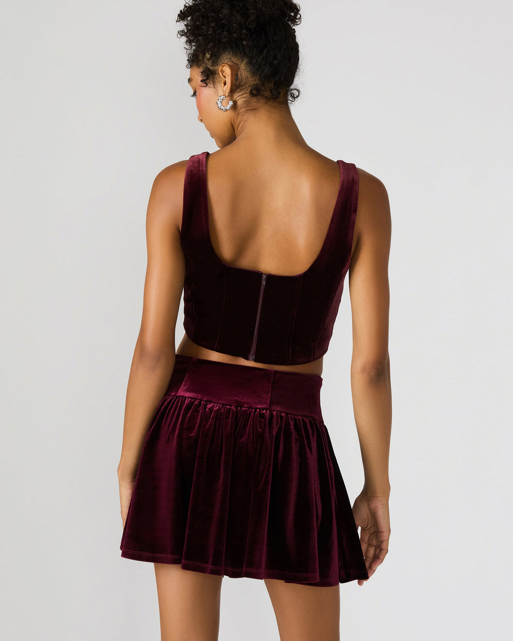 ARYANNA Wine Cropped Velvet Women's Top | Steve Madden US