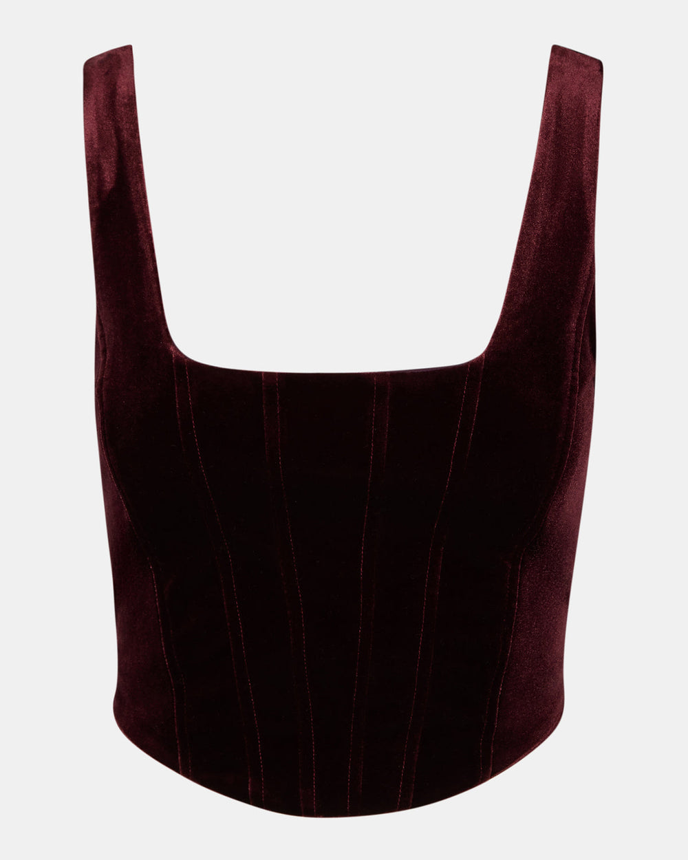 ARYANNA Wine Cropped Velvet Women's Top | Steve Madden US