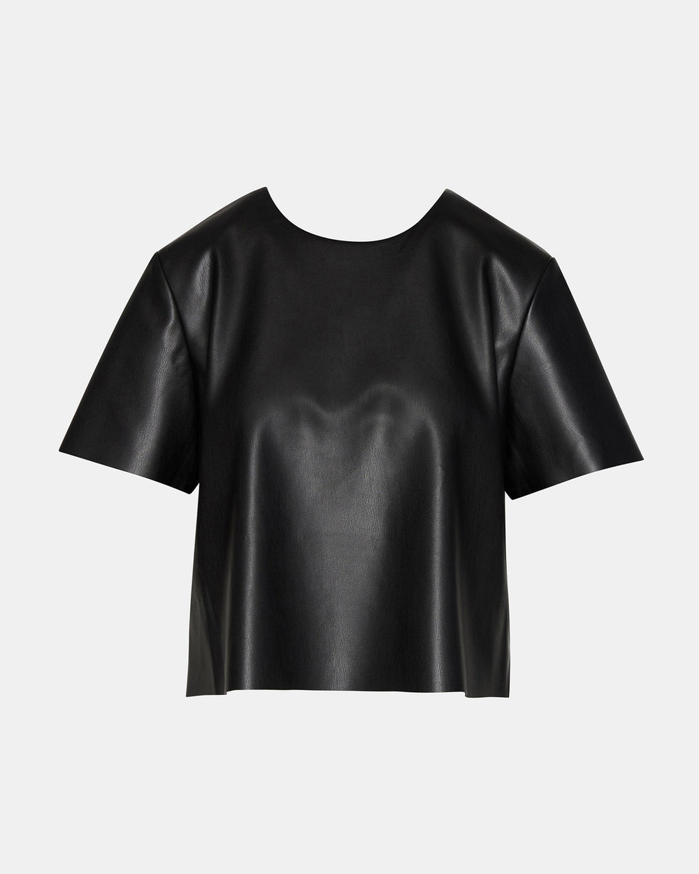 EZRA Black Women's Short Sleeve Faux Leather Top | Steve Madden Sale