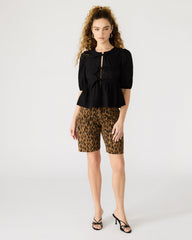 PAULA Top Black Short-Sleeved Tie-Front Eyelet Top | Steve Madden US