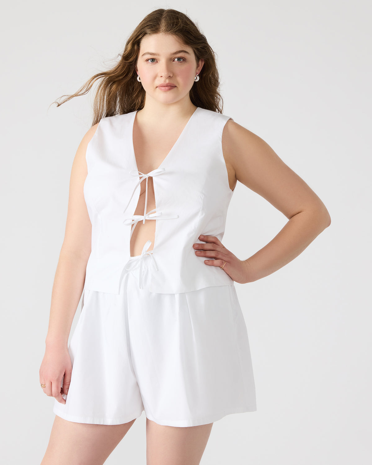 ALIZA White Women's Bow Tie-Front Top | Steve Madden outlet