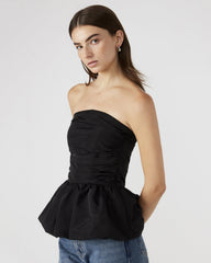 AMARI Top Black | Women's Bubble-Hem Taffeta Strapless Top | Steve Madden for Sale