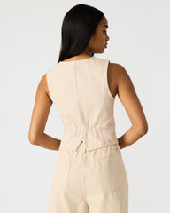 SELENE Khaki Women's Button-Up Sleeveless Fabric Vest Top | Steve Madden discount