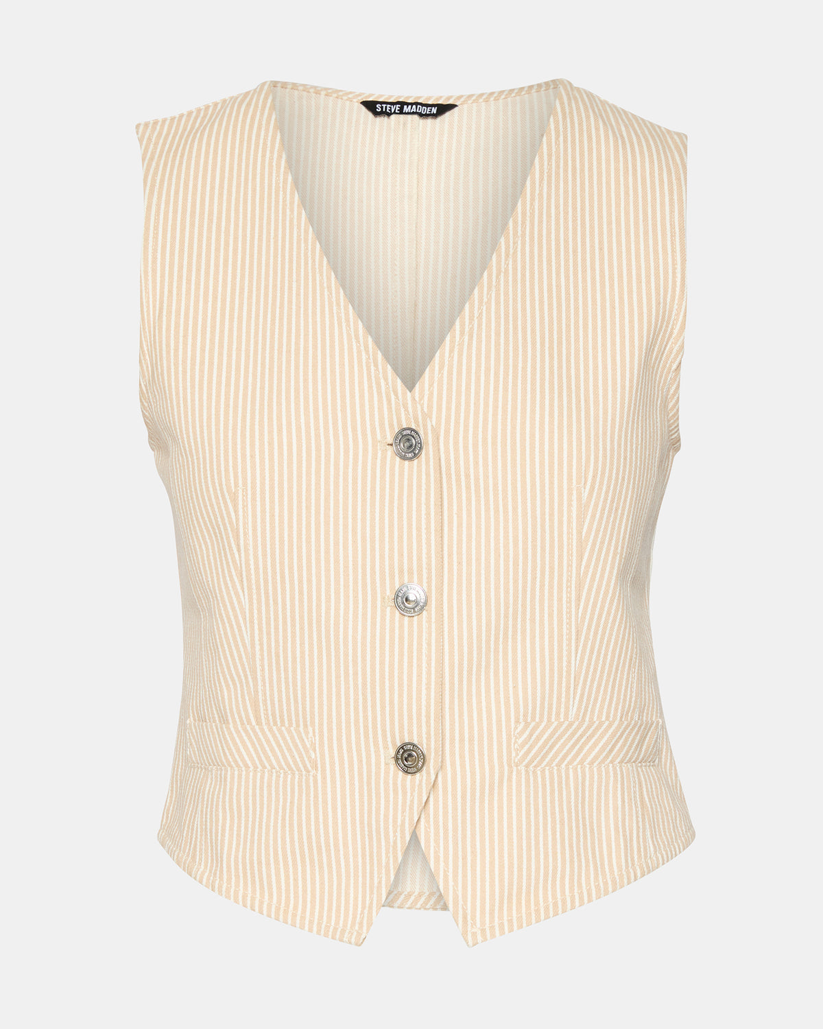 SELENE Khaki Women's Button-Up Sleeveless Fabric Vest Top | Steve Madden discount