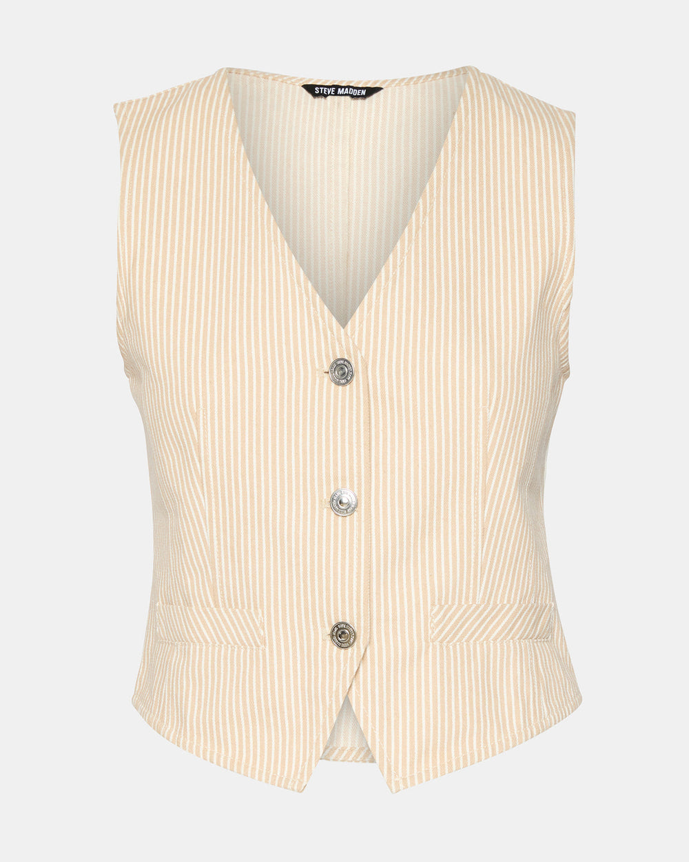 SELENE Khaki Women's Button-Up Sleeveless Fabric Vest Top | Steve Madden discount