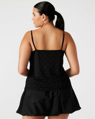 INDY Top Black | Women's Tie Fastening Rhinestone Camisole Tank Top | Steve Madden online