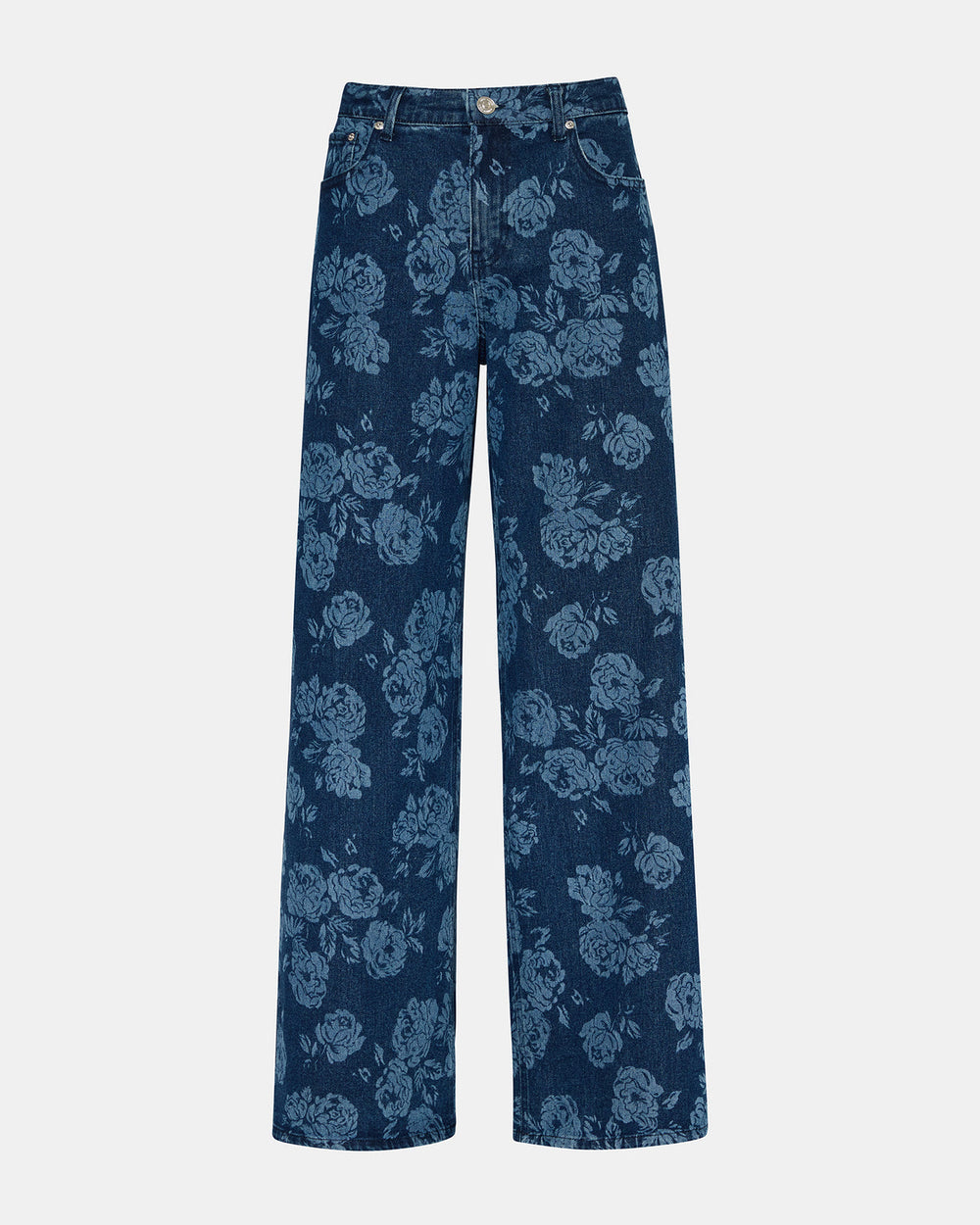 JAXON Rose Frost Wide-Leg Denim Floral Print Women's Jeans | Steve Madden for Sale