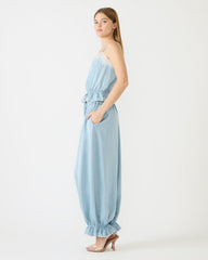 ROAN Dusty Blue Tie-Front Parachute Women's Pants | Steve Madden on Sale
