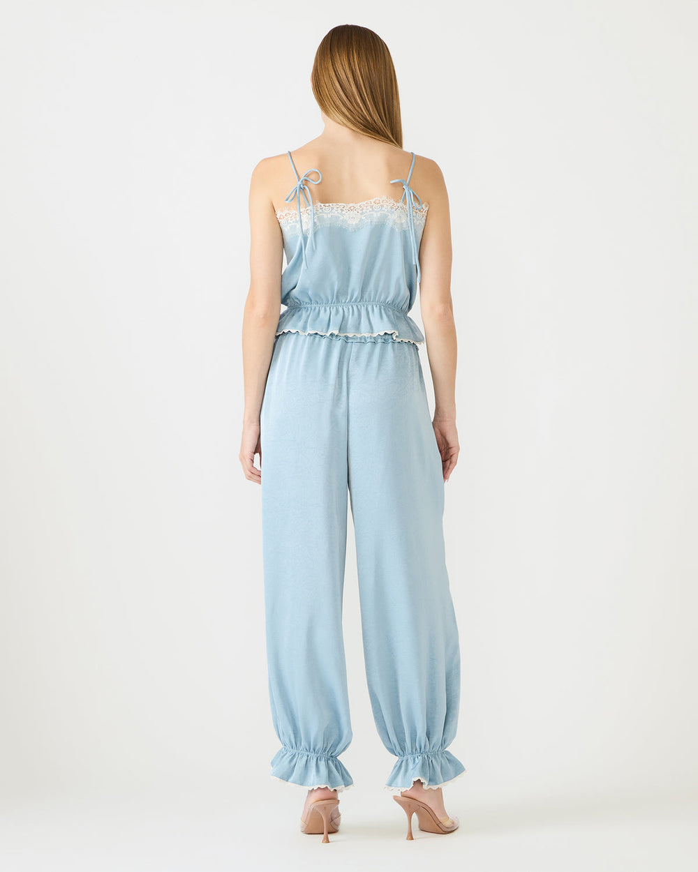 ROAN Dusty Blue Tie-Front Parachute Women's Pants | Steve Madden on Sale