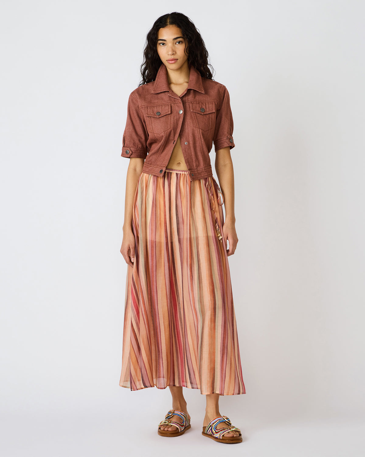 SHILLOH Stripe Detail Flowy Women's Maxi Skirt | Steve Madden discount