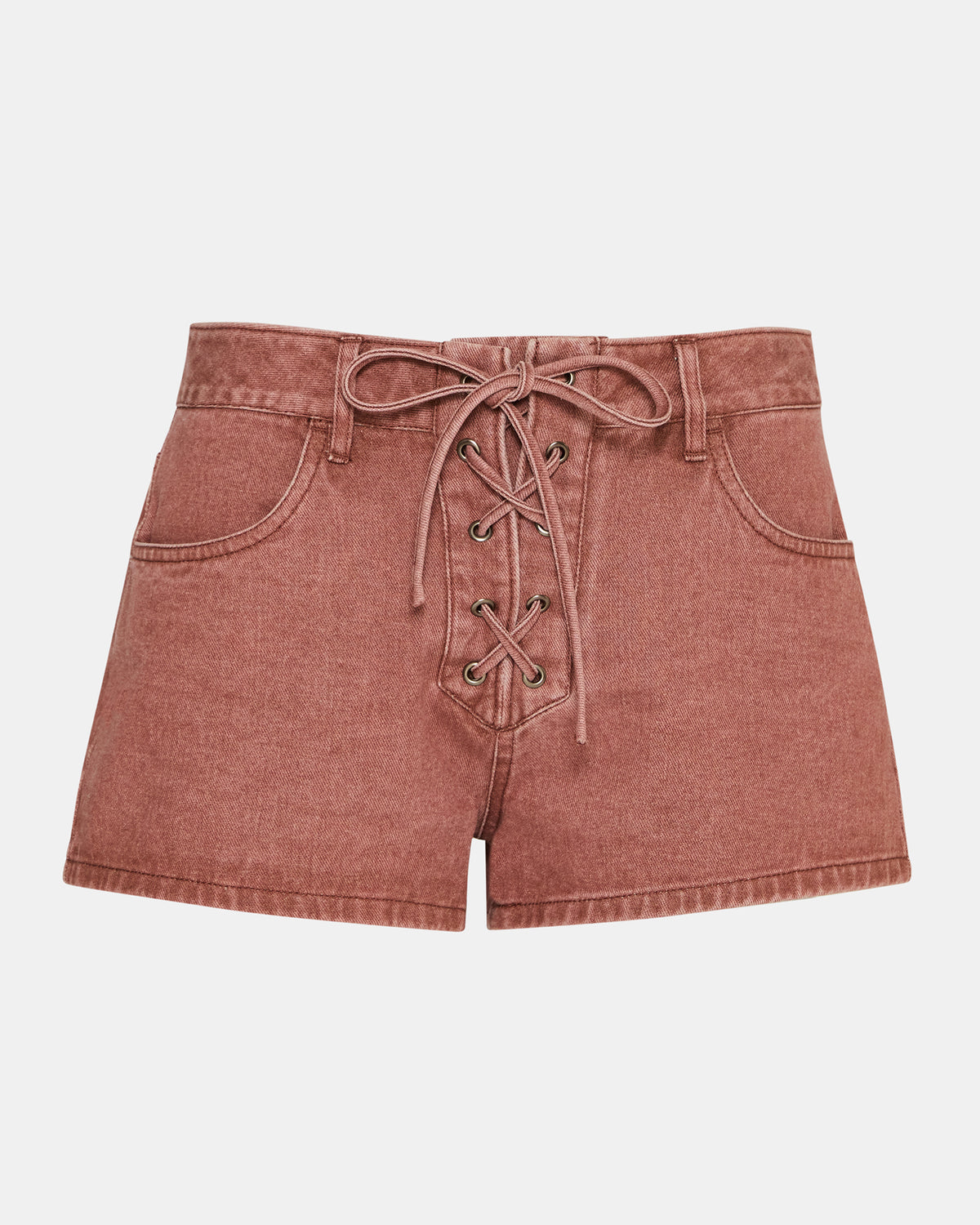 CALLISTO Rust Lace-Up Denim Women's Shorts | Steve Madden Sale