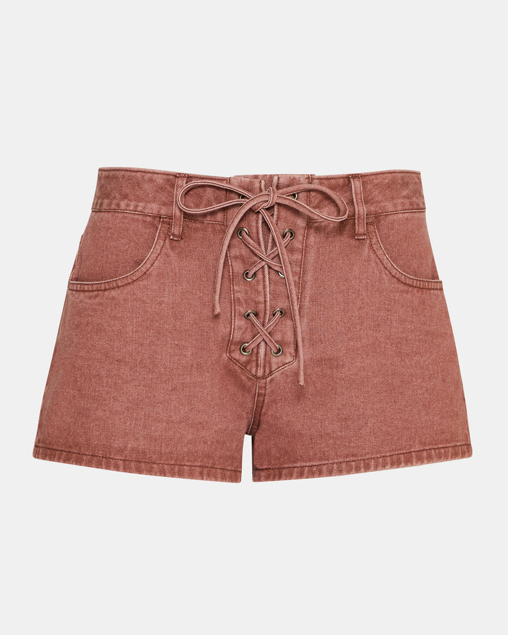 CALLISTO Rust Lace-Up Denim Women's Shorts | Steve Madden Sale