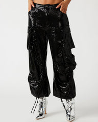 DUO Black Sequin Women's Utility Cargo Pants | Steve Madden for Sale