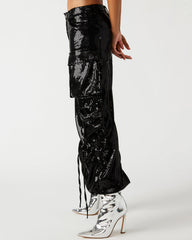 DUO Black Sequin Women's Utility Cargo Pants | Steve Madden for Sale