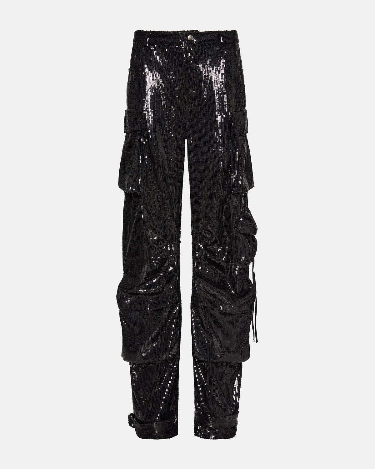 DUO Black Sequin Women's Utility Cargo Pants | Steve Madden for Sale