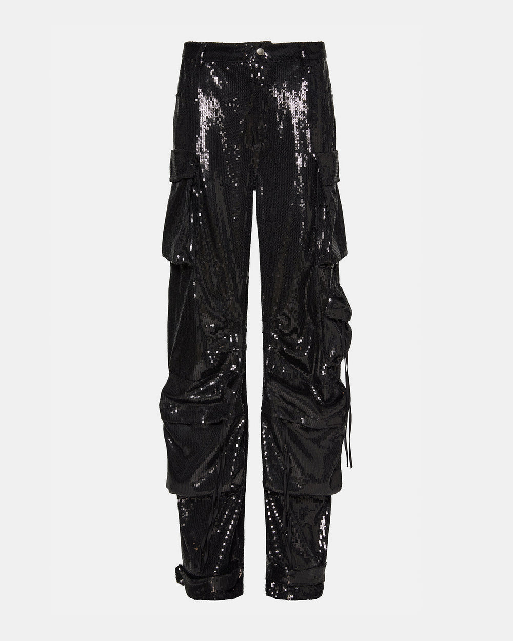 DUO Black Sequin Women's Utility Cargo Pants | Steve Madden for Sale