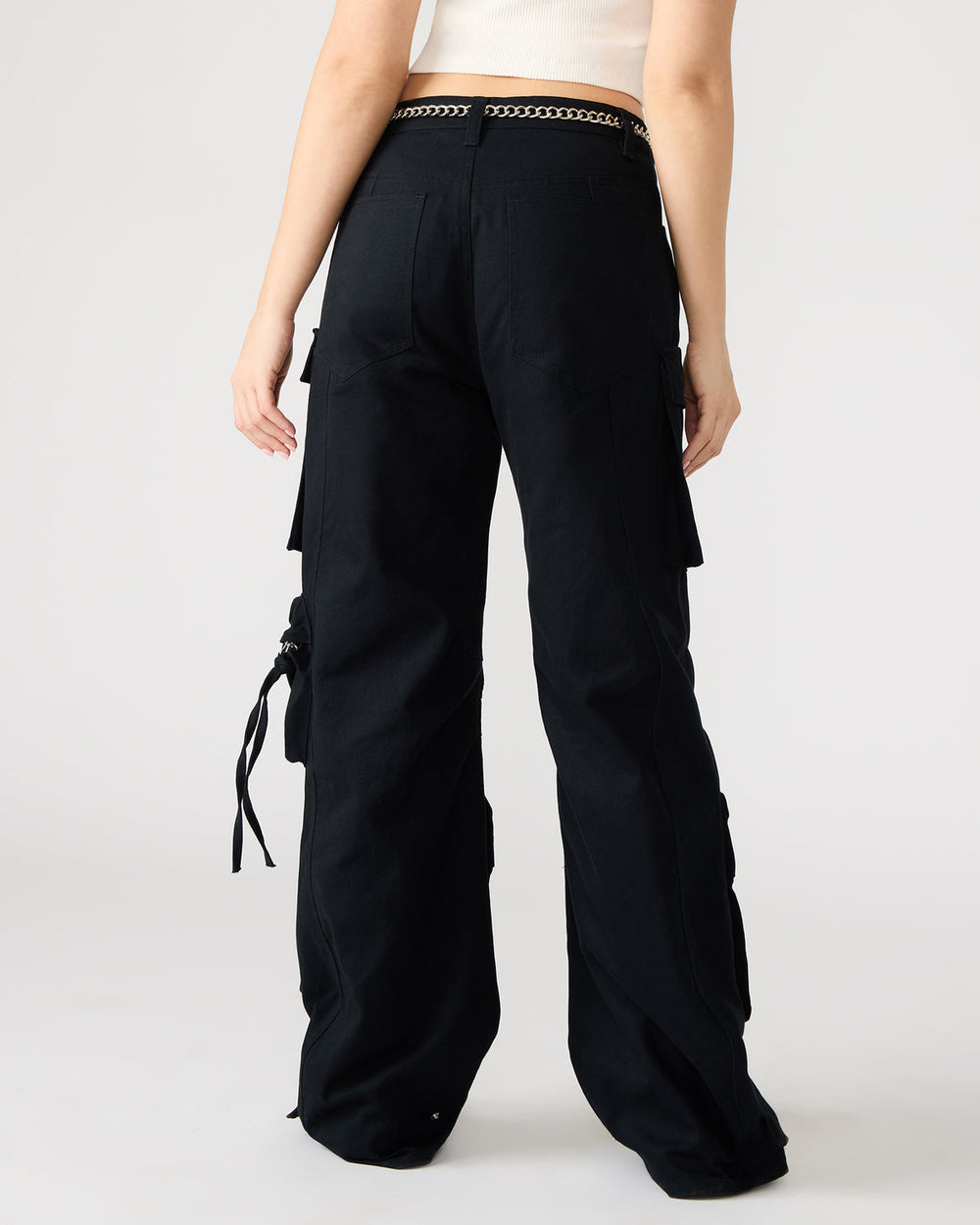 DUO Black Women's Utility Cargo Pants | Steve Madden on Sale