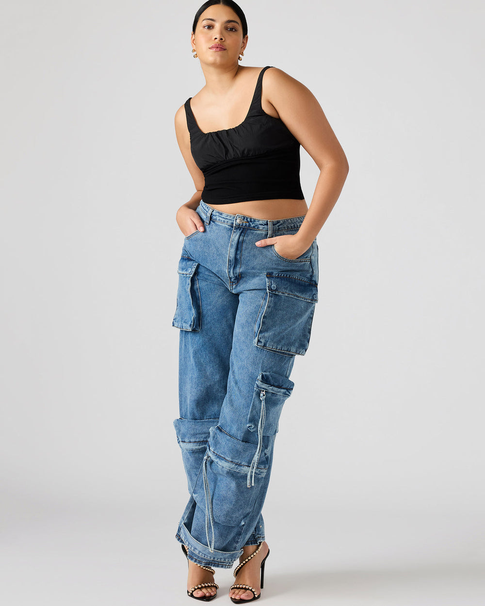 DUO Medium Denim Women's Utility Cargo Pants | Steve Madden online