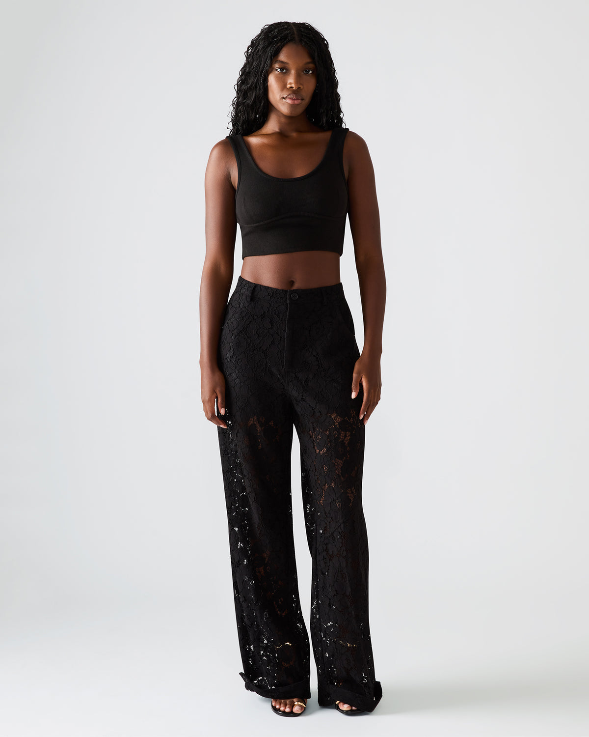 TRE Lace Black Mesh Barrel Low-Rise Women's Pant | Steve Madden outlet