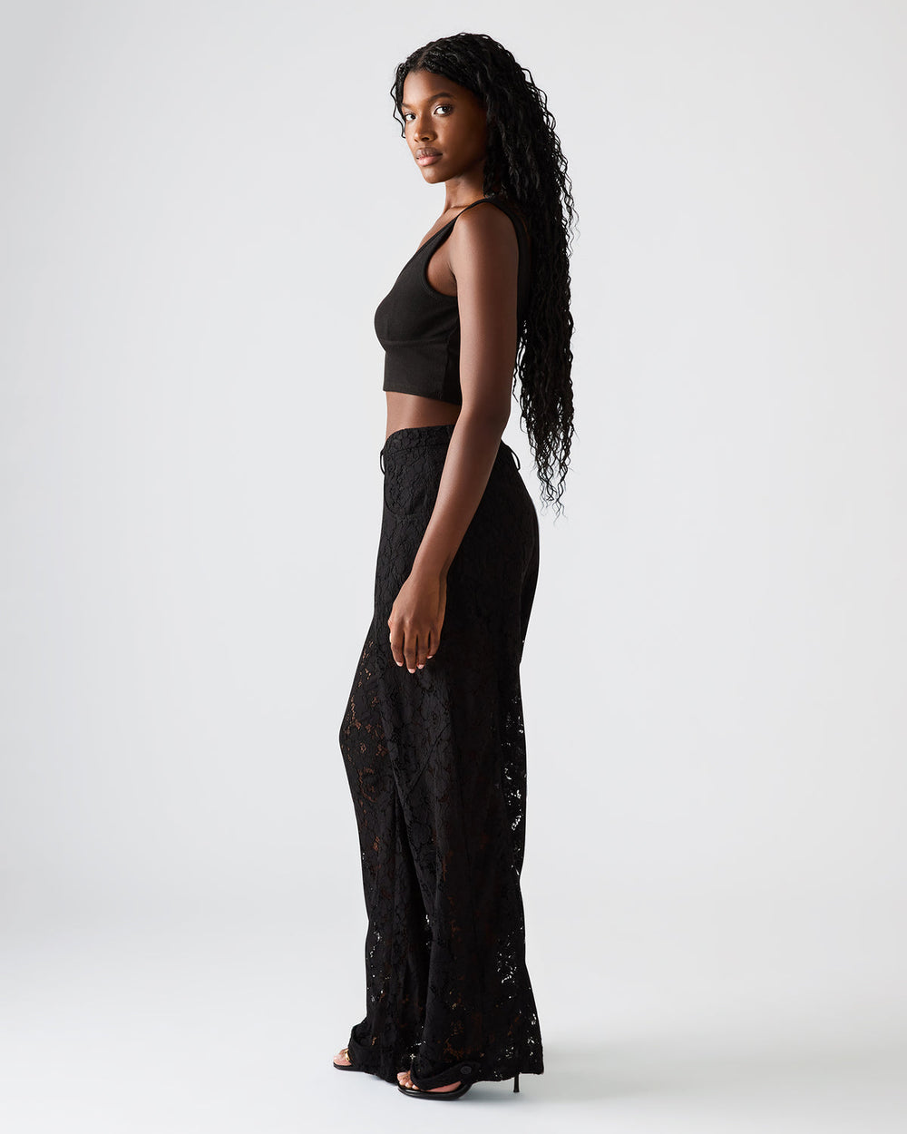 TRE Lace Black Mesh Barrel Low-Rise Women's Pant | Steve Madden outlet