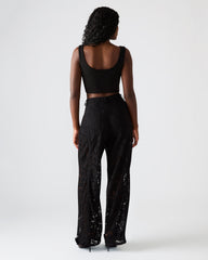 TRE Lace Black Mesh Barrel Low-Rise Women's Pant | Steve Madden outlet