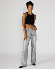 ZO Silver Straight-Leg Metallic Women's Jeans | Steve Madden for Sale