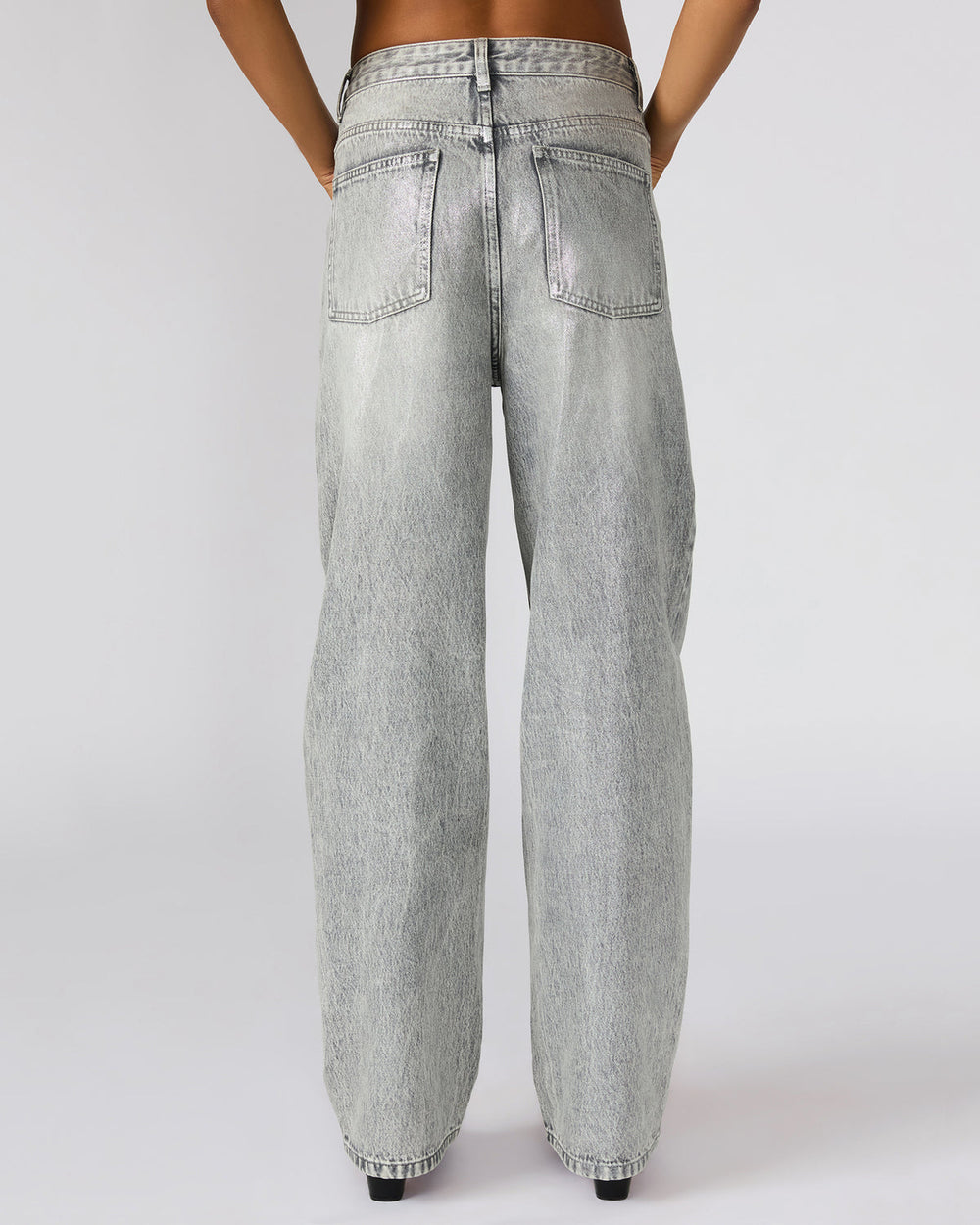 ZO Silver Straight-Leg Metallic Women's Jeans | Steve Madden for Sale