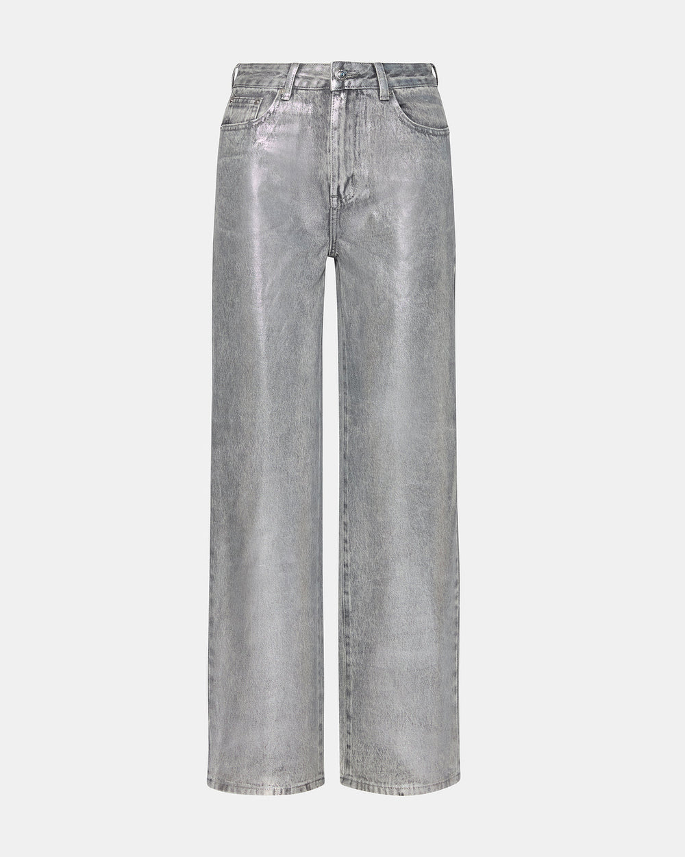 ZO Silver Straight-Leg Metallic Women's Jeans | Steve Madden for Sale