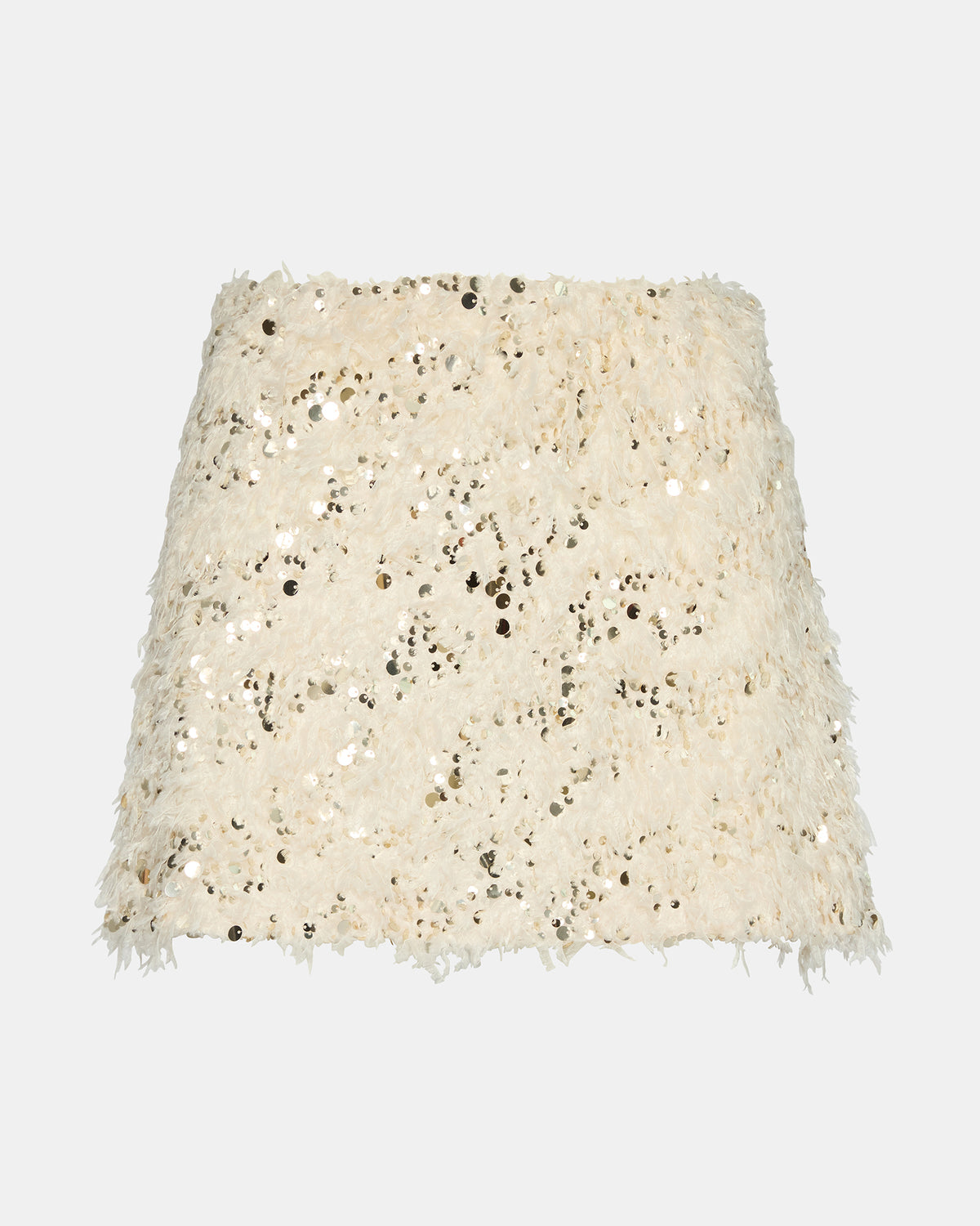 CINDI Ivory Feather Embellished Women's Skirt | Steve Madden US