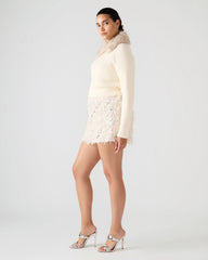CINDI Ivory Feather Embellished Women's Skirt | Steve Madden US