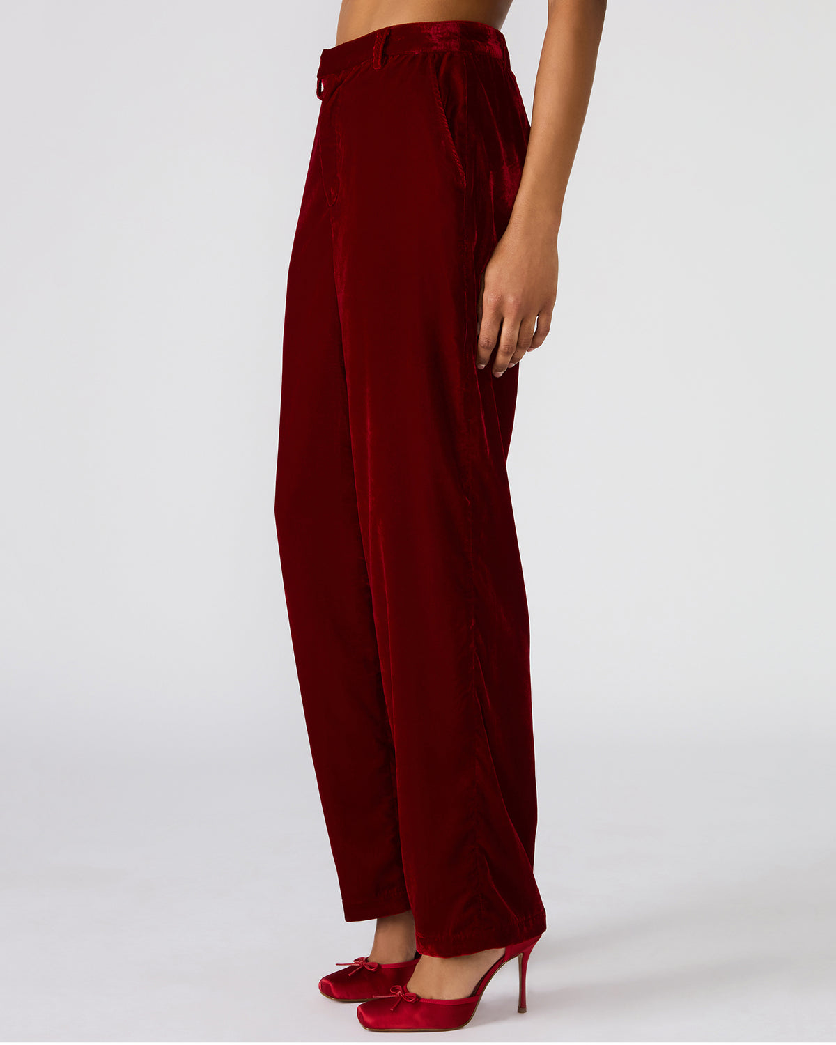 TONIA Red Velvet Wide-Leg Trouser Women's Pants | Steve Madden near me