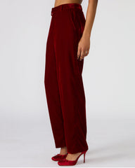 TONIA Red Velvet Wide-Leg Trouser Women's Pants | Steve Madden near me