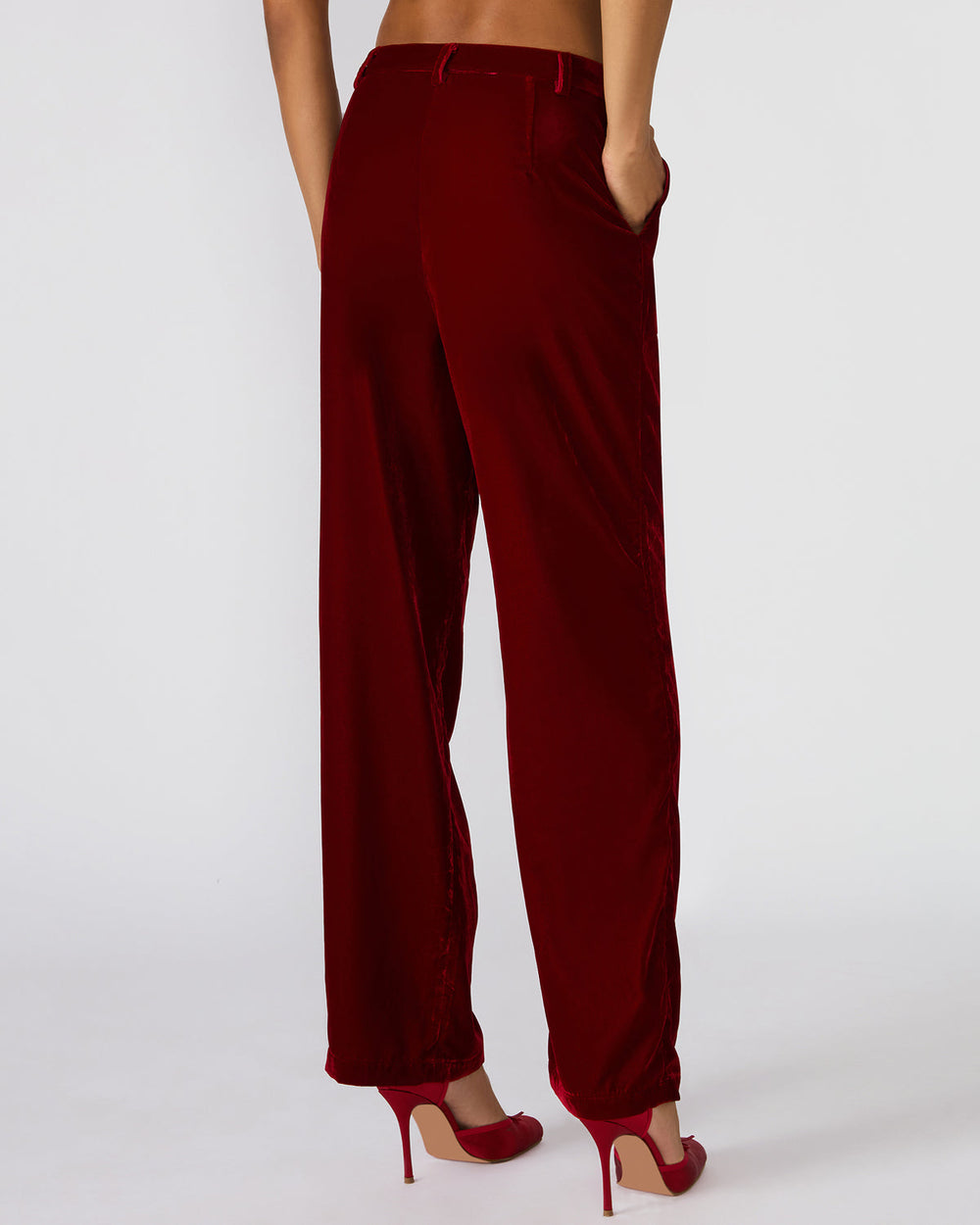 TONIA Red Velvet Wide-Leg Trouser Women's Pants | Steve Madden near me