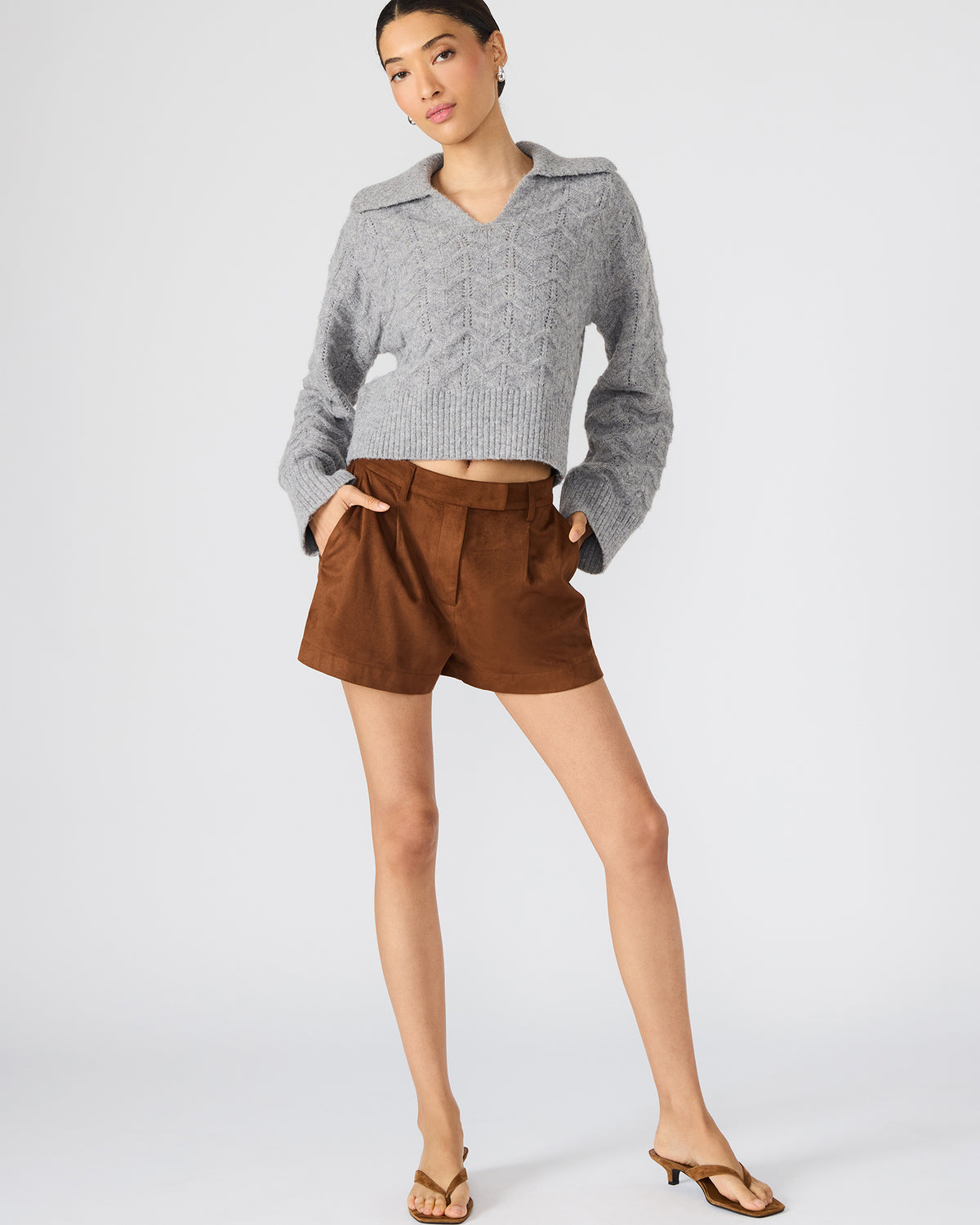 IMELDA Chicory Coffee Faux-Suede Trouser Women's Shorts | Steve Madden Sale