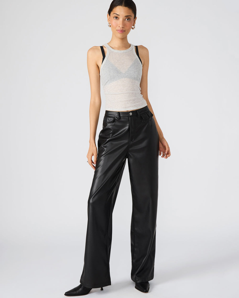 GERALDINE Black Faux Leather Straight-Leg Women's Pants | Steve Madden near me