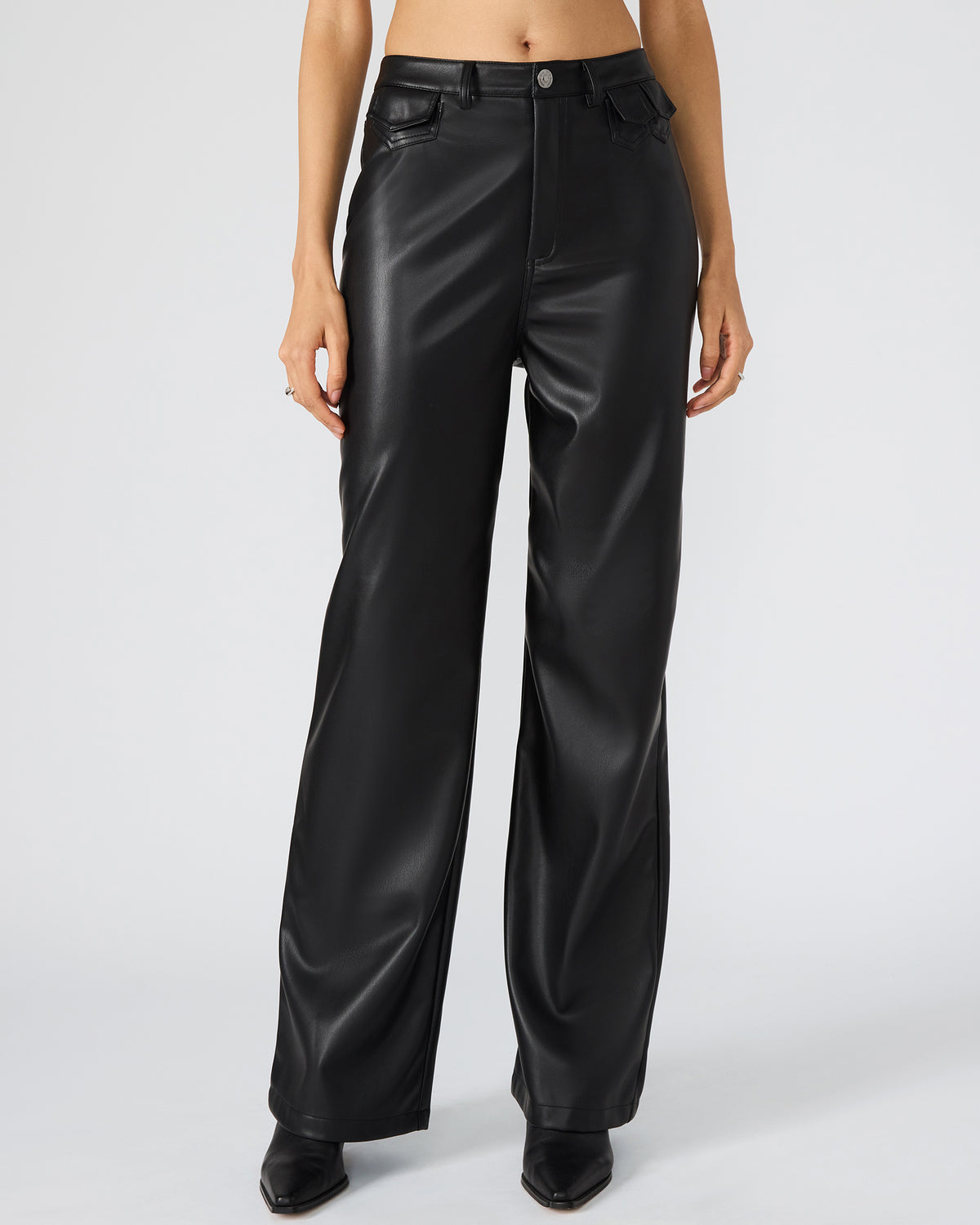 GERALDINE Black Faux Leather Straight-Leg Women's Pants | Steve Madden near me