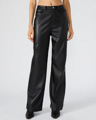 GERALDINE Black Faux Leather Straight-Leg Women's Pants | Steve Madden near me