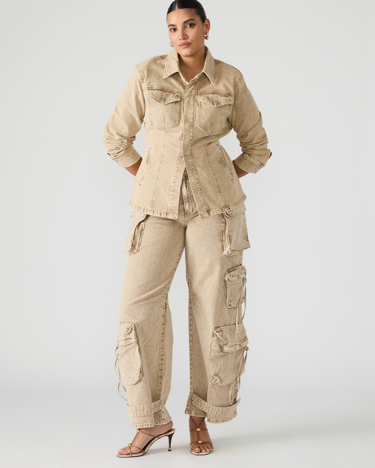 DUO Cafe Au Lait Women's Utility Cargo Pants | Steve Madden discount