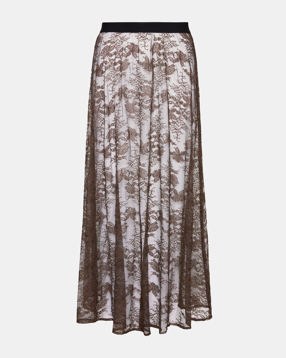 GISELA Dark Espresso Lace Mesh Maxi Women's Skirt | Steve Madden US