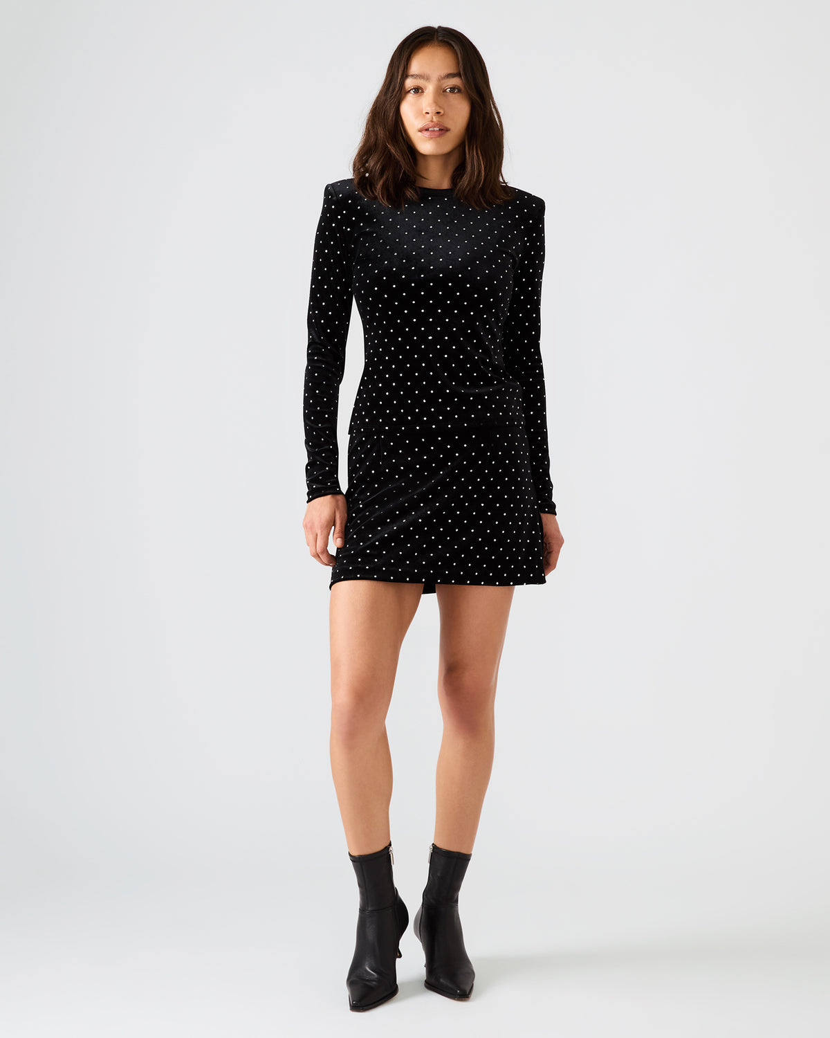 CINDI Black Studded Velvet Rhinestone Embellished Women's Skirt | Steve Madden outlet