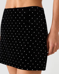 CINDI Black Studded Velvet Rhinestone Embellished Women's Skirt | Steve Madden outlet