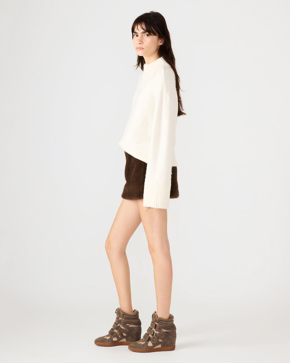 AVIVA Dark Espresso Faux Fur Mini Women's Skirt | Steve Madden for Sale