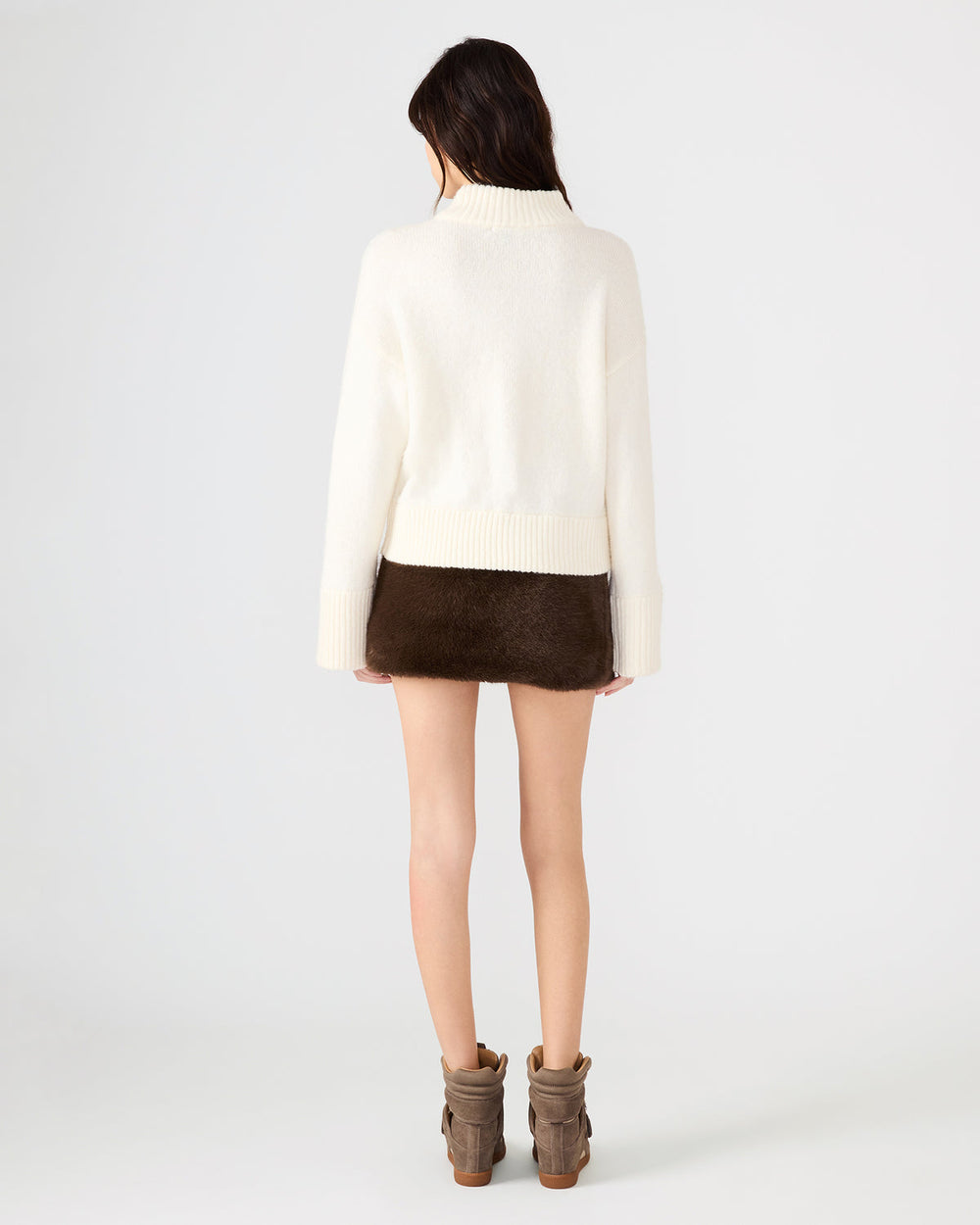 AVIVA Dark Espresso Faux Fur Mini Women's Skirt | Steve Madden for Sale