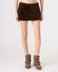 AVIVA Dark Espresso Faux Fur Mini Women's Skirt | Steve Madden for Sale